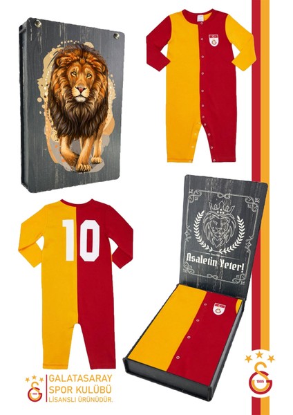 Orijinal Lisanslı Uzun Kol Bebek Tulum Aslan Baskılı Ahşap Kutulu
