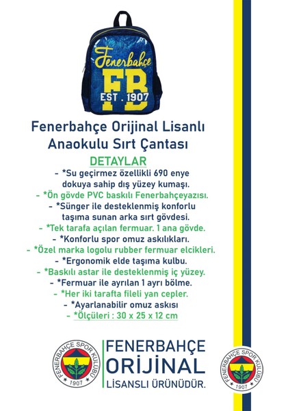 Orijinal Lisanslı Anaokulu Çantası Fb Sarı Lacivert Çanta fiyatları