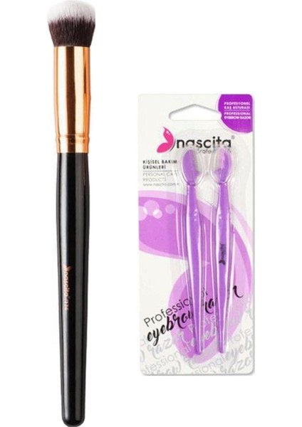 Nascita 136 Oval Yapılı Kapatıcı Fırçası + Nascita 2'li Kaş Usturası