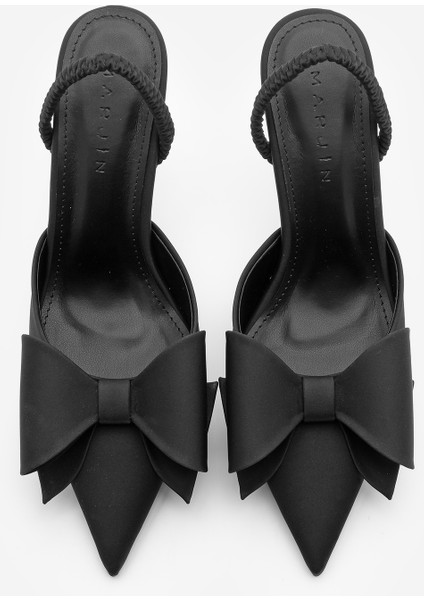Kadın Stiletto Fiyonk Detaylı Arkası Açık Lastikli Topuklu Ayakkabı Loderya indirimleri