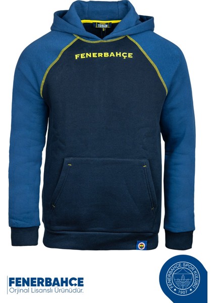 Lisanslı Kapüşonlu Mavi Erkek Sweat