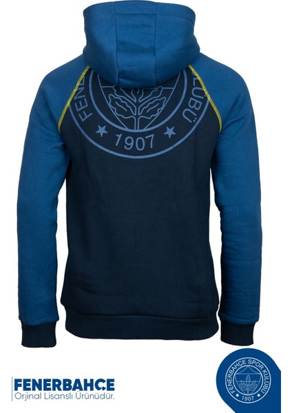 Lisanslı Kapüşonlu Mavi Erkek Sweat