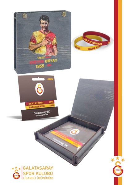 Orijinal Lisanslı Sarı Kırmızı 1905 2'li Bileklik Metin Oktay Baskılı Hediyelik Ahşap Kutulu