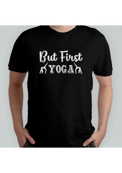 But First Yoga Yogi %100 Pamuklu Bisiklet Yaka T-Shirt Model 1