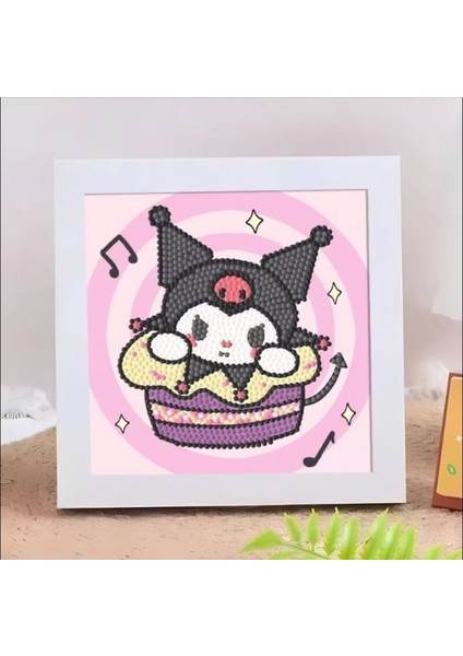 Kuromi Elmas Mozaik Kendin Yap Dıy Boyama Seti Boncuklu Taşlı Tablo (Çerçeveli) Sanat Kit