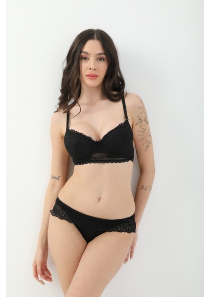 Iç Giyim Kadın Dantel Detaylı Desteksiz Sütyen Takımı 2045