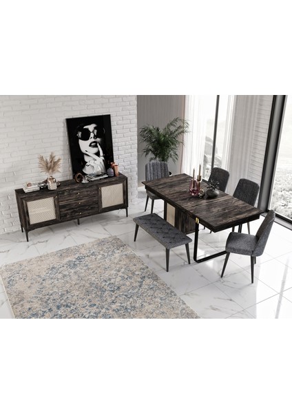 Trio Dekoratif Yemek Odası Takımı (%100MDF)
