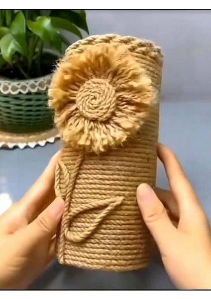 El Yapımı Bohem Jüt El Yapımı Vazo 30 cm