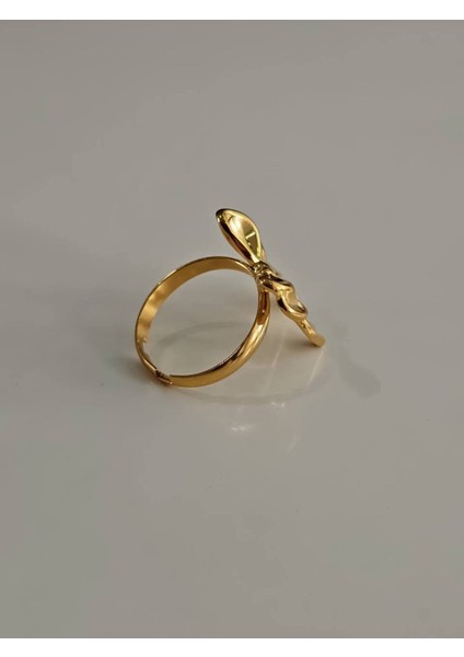 Fiyonk Kurdela Model Ayarlanabilir Altın Kaplama Gold Çelik Yüzük