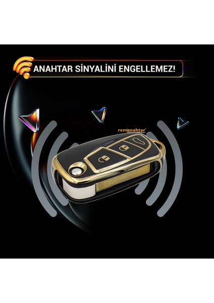 Doblo Fiorino 500 3 Buton Sustalı Nano Anahtar Kılıfı Siyah modelleri