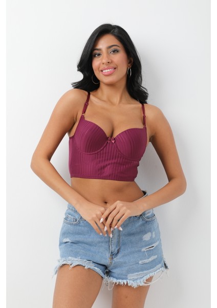 Iç Giyim Kadın Bralet Çizgi Desen Destekli Bralet Sütyen 640
