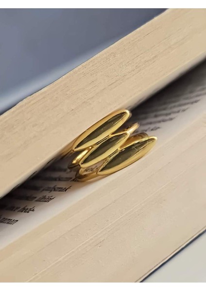 Üçlü Plaka Kaburga Model Ayarlanabilir Altın Kaplama Gold Çelik Yüzük
