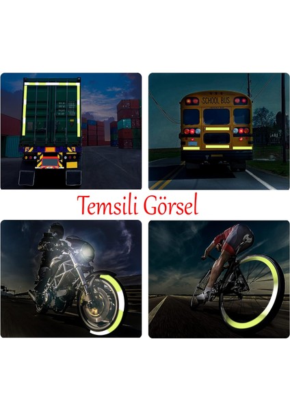 Yapışkanlı Gece Parlayan Reflektörlü 5 cm Fosforlu Reflektif Ikaz Bandı 1 Metre Florasan Şerit Bant