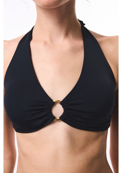 Siyah Clean Hot Toparlayıcı Boyundan Bağlamalı Bikini Üstü modelleri