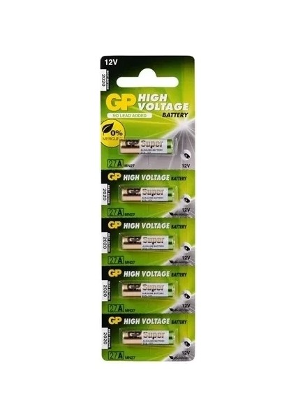 27A MN27 12V Alkalin Pil Kepenk Anahtar Pili Beşli Paket