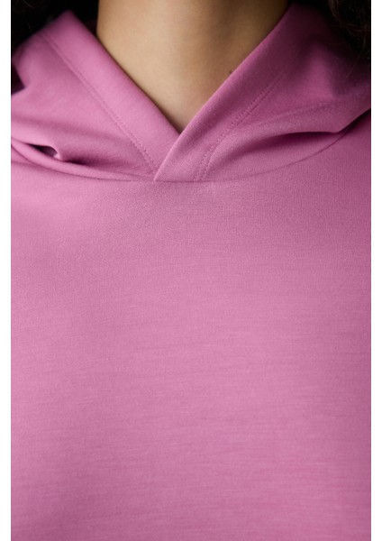 Pembe Kapüşonlu Silky Touch Sweatshirt