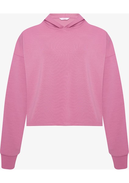 Pembe Kapüşonlu Silky Touch Sweatshirt