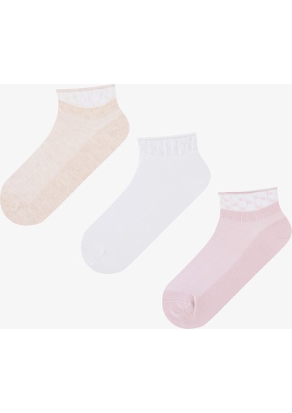 Tulle Point 3lü Pembe Beyaz Patik Çorap