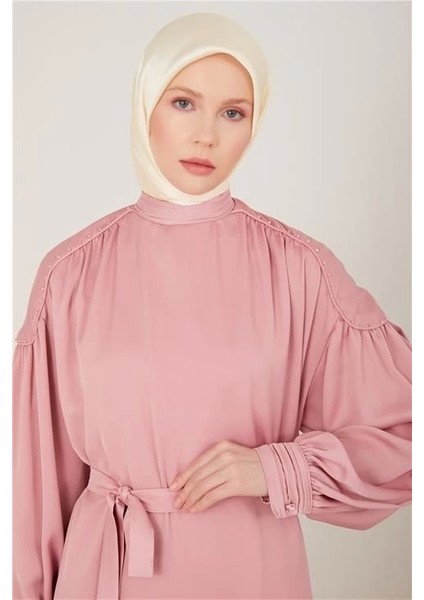 Manşeti Piliseli Abiye Elbise 23Y9617 Şeker Pembe