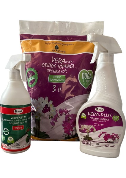 Orkide Toprağı 3 Lt (Ithal Cocohusk) - Çiçek Açtıran Bitki Besini 500 ml - Böcek Kovucu 500 ml