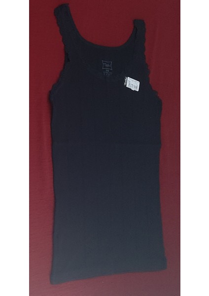 Kadın Jakarlı Geniş Askılı Atlet 2'li Paket Siyah-Beyaz Renk Beden S-M