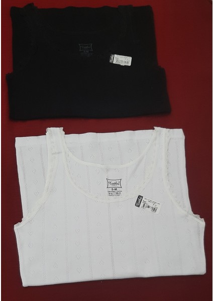 Kadın Jakarlı Geniş Askılı Atlet 2'li Paket Siyah-Beyaz Renk Beden S-M fırsatları