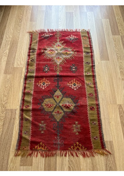 188 x 77 cm El Dokuma Türk Kilim, Ender Desenli Harika Kilim, Şık Boho Stili Ev Dekoru, Nostaljik Kilim