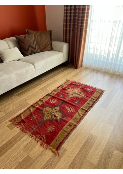188 x 77 cm El Dokuma Türk Kilim, Ender Desenli Harika Kilim, Şık Boho Stili Ev Dekoru, Nostaljik Kilim indirimleri
