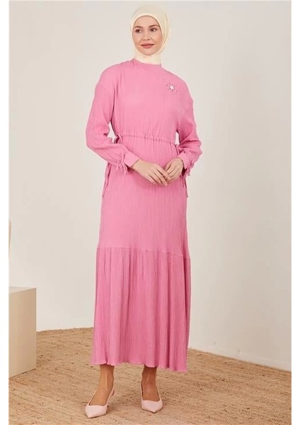 Beli Ayarlanabilir Gofreli Elbise 23Y9659 Şeker Pembe