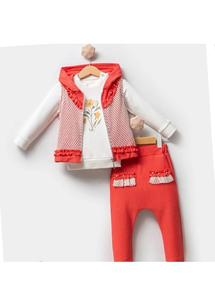 Kız Bebek 9-12-18 Ay Incili Dantelli 3 Lü Takım