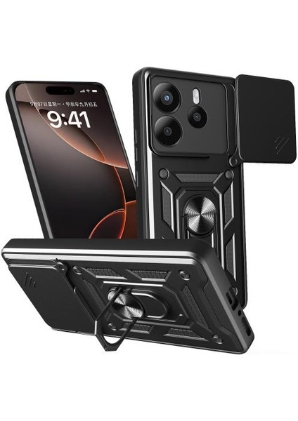 Xiaomi Redmi Note 14 Kılıf Kamera Korumalı Yüzüklü Pars Tank Kapak