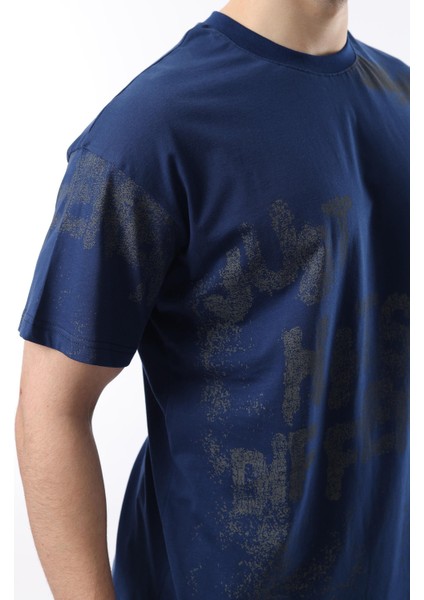 Lacivert Baskılı Erkek T-Shirt E7115 modelleri