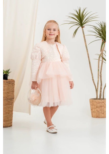 Kız Çocuk Elbise Ceketli Tüllü Çantalı