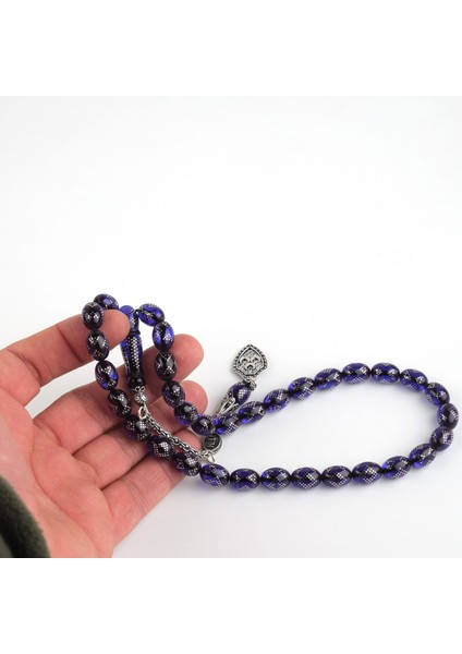 Ateş Kehribar 925 Ayar Gümüş Çakım ve Püskül Beyzi Kesim 8.5x12 mm Tesbih indirimleri
