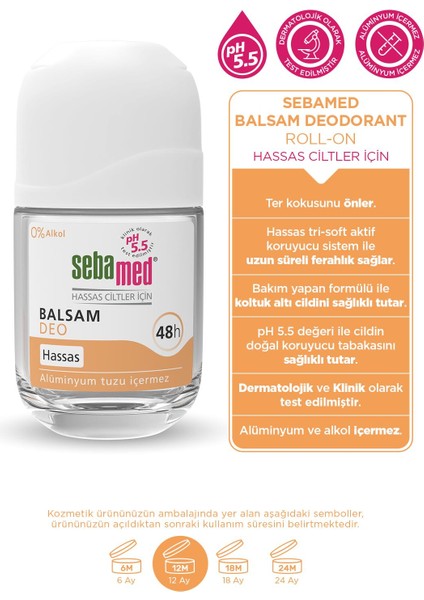 Hassas Ciltlere Özel 48 Saat Etkili Kadın Erkek Balsam Roll-On Deodorant Fresh 50ml