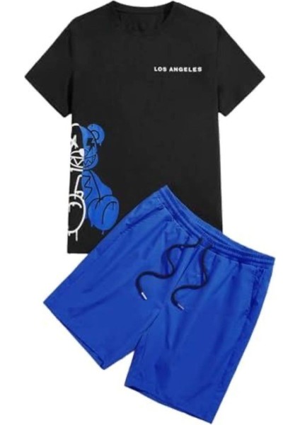 Los Angels Baskılı Ünisex Yazlık T-Shirt ve Şort Takımı