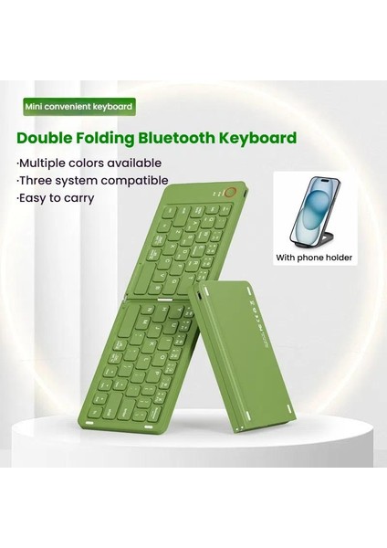 B023 Iki Katlanır Taşınabilir Mini Kablolu Bluetooth Klavye (Yurt Dışından)