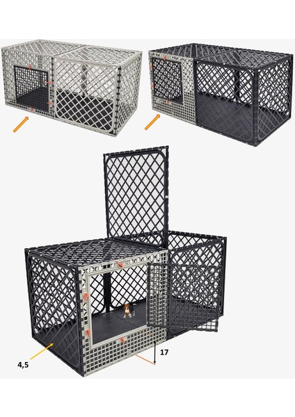 60CM x 120CM Yükseklik 60CM Tabanı Dolu-Üstü Kapalı Köpek, Kedi Tavşan Çit ve Kafesi