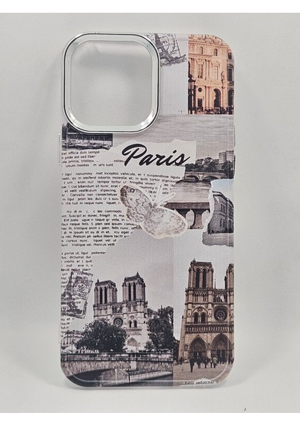 iPhone 13 Özel Paris Kolaj Baskılı Lüks Silikon Kılıf