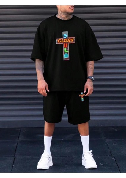 Unısex Slot Glory Baskılı Tişört Şort Takımı