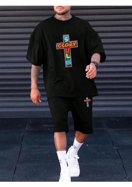 Unısex Slot Glory Baskılı Tişört Şort Takımı modelleri