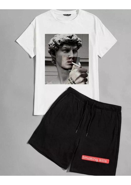 Unısex Smoking Kills Baskılı Tişört Şort Takımı