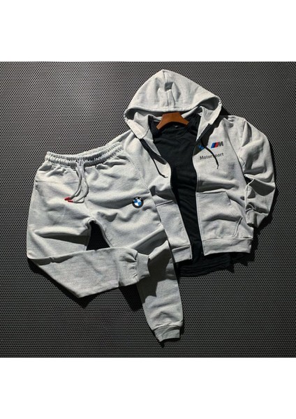 Bmw Fermuarlı Ceket ve Kışlık Eşofman 2'li Kombin