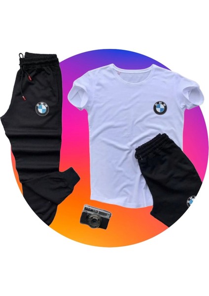 Bmw Baskılı Ünisex Yazlık T-Shirt ve Eşofman Altı 3 Li Set Combin Takım fiyatları