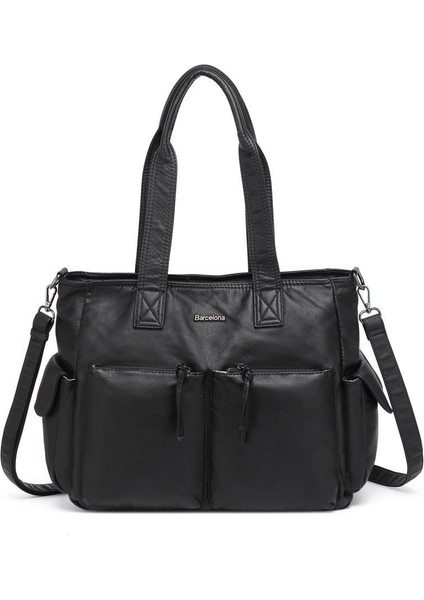 Yıkama Deri Omuz Askılı Kadın Çantası 21K Barcelona 1927