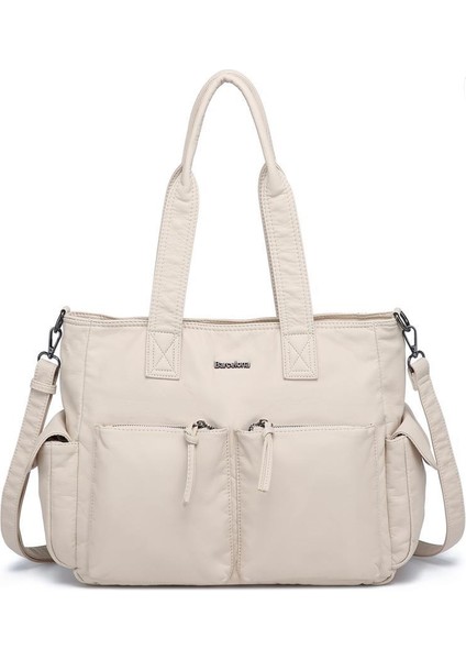 Yıkama Deri Omuz Askılı Kadın Çantası 21K Barcelona 1927