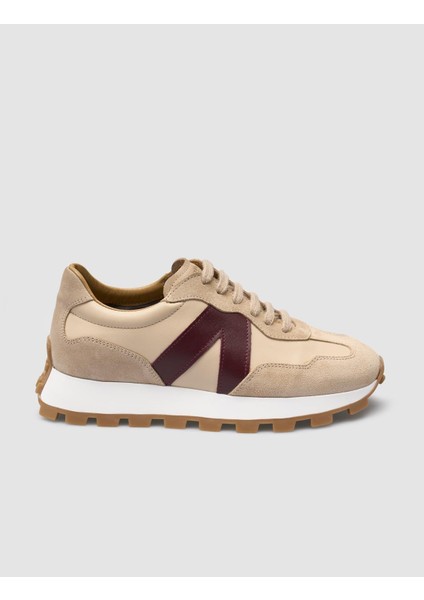 %100 Hakiki Deri Bej Kadın Sneaker