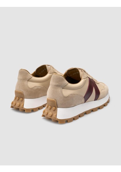 %100 Hakiki Deri Bej Kadın Sneaker