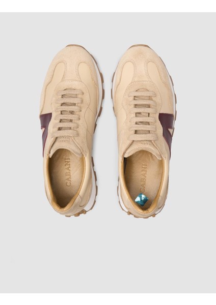 %100 Hakiki Deri Bej Kadın Sneaker