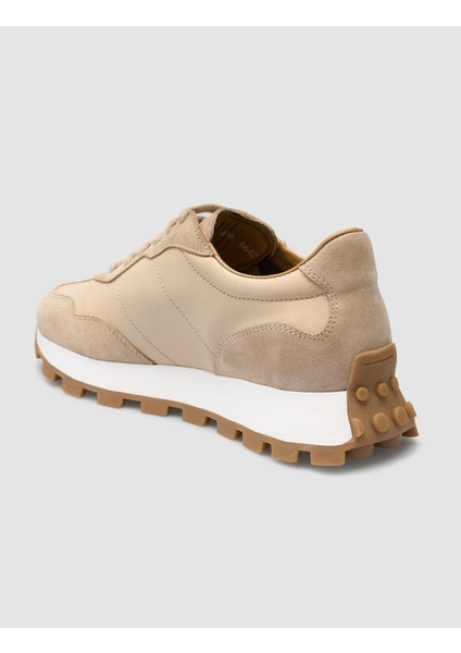 %100 Hakiki Deri Bej Kadın Sneaker